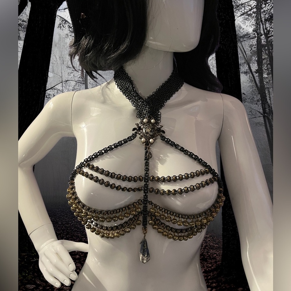 Handmade one of a kind Jewelry harness necklace adjustable fits all goth exotic - Picture 3 of 7